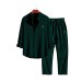 Casual Loose Multi-color Linen Cotton Short Sleeve Suit for Men Beach Wear Two-Piece Set