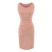 Elegant Pleated Bodycon Dress, Fitted Waist Split Design, Sophisticated Slimming Sleeveless Mini Dress Summer
