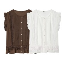 Vertical lace layered decorative shirt