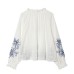 Flower Embroidered Loose Shirt