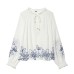 Flower Embroidered Loose Shirt