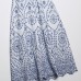 Blue and white porcelain lotus leaf sleeve embroidered dress