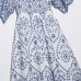 Blue and white porcelain lotus leaf sleeve embroidered dress