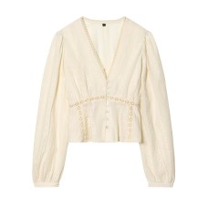 French gentle romantic style long sleeved shirt
