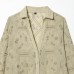 Retro style hollowed out embroidered long sleeved shirt