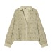 Retro style hollowed out embroidered long sleeved shirt