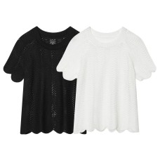Unique Wave Edge Hollow Knitted T-shirt