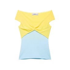 Knot patchwork knitted top for women's clothing