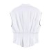 Street linen pleated sleeveless top