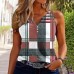 Summer New Casual Fashion Printed Color blocked Checkered Tank Top