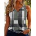 Summer New Casual Fashion Printed Color blocked Checkered Tank Top