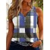 Summer New Casual Fashion Printed Color blocked Checkered Tank Top