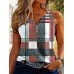 Summer New Casual Fashion Printed Color blocked Checkered Tank Top