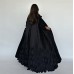 Black suit collar pleated patchwork long cardigan jacket