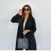 Black suit collar pleated patchwork long cardigan jacket