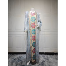 Printed Beaded Embroidered Dress with Hooded Design Printed Beaded Embroidered Dress with Hooded Design