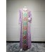 Printed Beaded Embroidered Dress with Hooded Design
