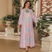 Printed Beaded Embroidered Dress with Hooded Design
