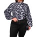 New women's standing collar long sleeved leopard print top