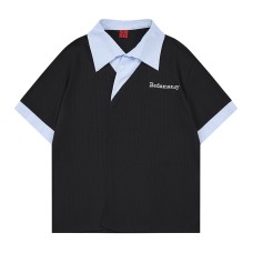 Fake two contrasting short sleeves