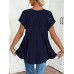 Spring Women's V-neck Short Sleeve Top with Back Pleats