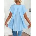 Spring Women's V-neck Short Sleeve Top with Back Pleats