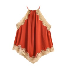 Hot girl lace patchwork neck top Hot girl lace patchwork neck top