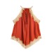 Hot girl lace patchwork neck top