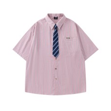 Contrast striped tie short sleeved