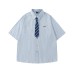 Contrast striped tie short sleeved