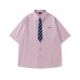 Contrast striped tie short sleeved