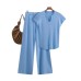 U-neck Knitted Short Sleeve Set U-neck Knitted Short Sleeve Set