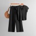 U-neck Knitted Short Sleeve Set U-neck Knitted Short Sleeve Set