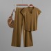 U-neck Knitted Short Sleeve Set U-neck Knitted Short Sleeve Set