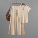 U-neck Knitted Short Sleeve Set U-neck Knitted Short Sleeve Set