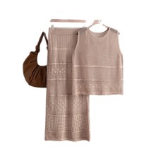 Round neck sleeveless knitted suit Round neck sleeveless knitted suit
