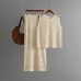 Round neck sleeveless knitted suit