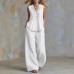 Casual Fashion Solid Color Sleeveless V-Neck Set for Women