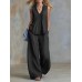 Casual Fashion Solid Color Sleeveless V-Neck Set for Women