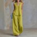 Casual Fashion Solid Color Sleeveless V-Neck Set for Women