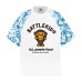 Patchwork Monkey Print Men's Summer Loose Color-Blocked Raglan Sleeve Casual Couple Short Sleeve Top