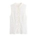 Knot buckle embossed lace sleeveless top