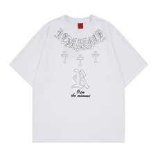 Embroidered short sleeves with adhesive letters