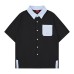 Color blocking hem with side button short sleeves