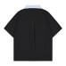 Color blocking hem with side button short sleeves