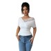 Slanted shoulder lace patchwork V-neck irregular off shoulder top for women