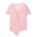 V-neck wooden ear design chiffon short sleeved top