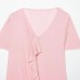 V-neck wooden ear design chiffon short sleeved top
