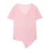 V-neck wooden ear design chiffon short sleeved top