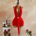 Pure Seductive Deep V Neck Strap Dress with Starfish Decoration, Ribbon Ruffles Short Dress